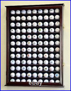 Golf Ball Display Case 108+ Cherry PGA Clubhouse Wall Cabinet Rack Lock Holder