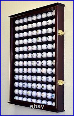 Golf Ball Display Case 108+ Cherry PGA Clubhouse Wall Cabinet Rack Lock Holder