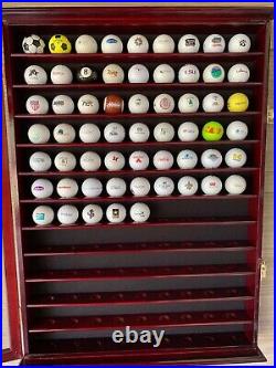 Golf Ball Display Case 108+ Cherry PGA Clubhouse Wall Cabinet Rack Lock Holder