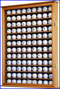 Golf Ball Display Case 108+ Cherry PGA Clubhouse Wall Cabinet Rack Lock Holder