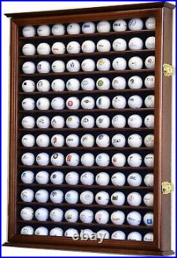 Golf Ball Display Case 108+ Cherry PGA Clubhouse Wall Cabinet Rack Lock Holder