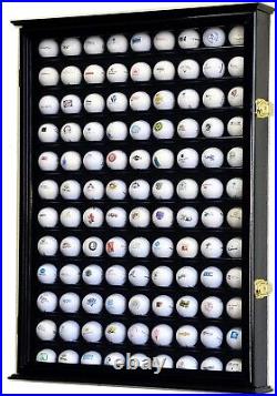 Golf Ball Display Case 108 Pcs Black PGA Clubhouse Wall Cabinet Rack Lock Holder