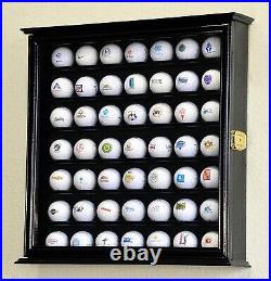 Golf Ball Display Case 49 Pcs Black PGA Clubhouse Wall Cabinet Rack Lock Holder