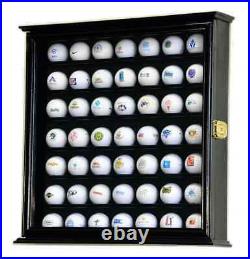 Golf Ball Display Case 49 Pcs Black PGA Clubhouse Wall Cabinet Rack Lock Holder