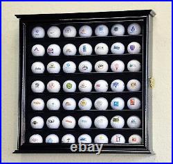 Golf Ball Display Case 49 Pcs Black PGA Clubhouse Wall Cabinet Rack Lock Holder