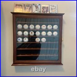 Golf Ball Display Case 49 Pcs Black PGA Clubhouse Wall Cabinet Rack Lock Holder