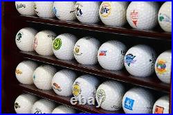 Golf Ball Display Case 49 Pcs Black PGA Clubhouse Wall Cabinet Rack Lock Holder