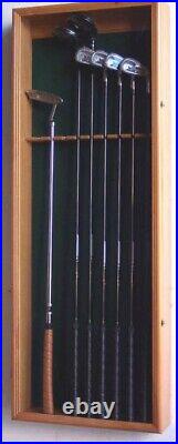 Golf Club Display Case 10 Large Oak LED Putter Iron Driver Ball Cabinet Holder