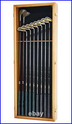 Golf Club Display Case 10 Large Oak LED Putter Iron Driver Ball Cabinet Holder