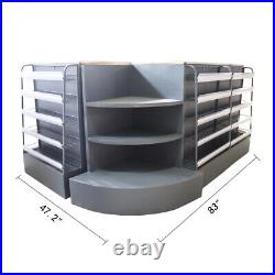 Gray Cashier Register Desk-Show Case Combo Unit-Checkout Counter-Display Case