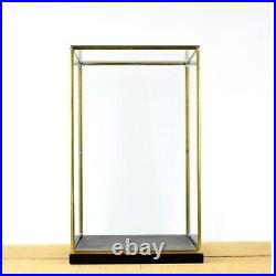 Hand Made Glass and Brass Metal Frame Display Showcase Box With Black Wooden
