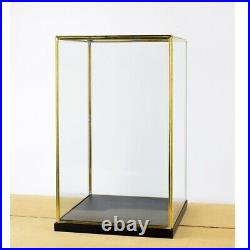 Hand Made Glass and Brass Metal Frame Display Showcase Box With Black Wooden