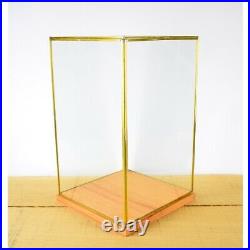 Hand Made Glass and Brass Metal Frame Display Showcase Box With Wooden Base 4