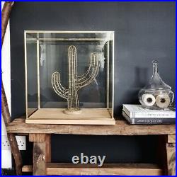 Hand Made Glass and Brass Metal Frame Display Showcase Box With Wooden Base 4