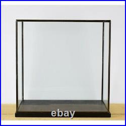Hand Made Large Glass and Black Metal Frame Display Showcase Box With Black W