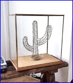 Hand Made Large Glass and Black Metal Frame Display Showcase Box with Pine ba
