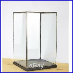 Hand Made Large Glass and Brass Display Showcase Box Dome With Black Wooden B