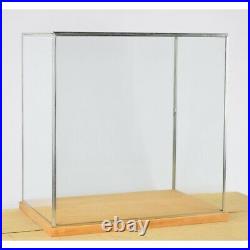 Hand Made Large Glass and Silver Metal Frame Display Showcase Box With Wooden