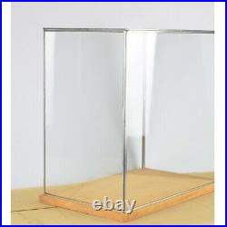 Hand Made Large Glass and Silver Metal Frame Display Showcase Box With Wooden