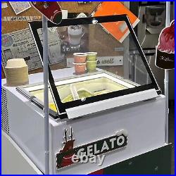 Hard Ice Cream Showcase with 3PCS 1/3GN Square Storage Pans Display Refrigerator