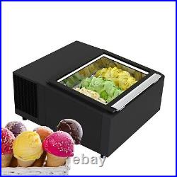 Hard Ice Cream Showcase with 3PCS 1/3GN Square Storage Pans Display Refrigerator