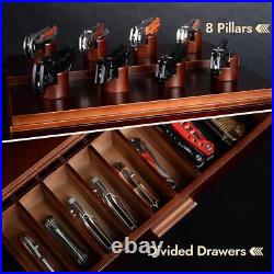 Knife Display Case, Pocket Collection Holder, Folding Wooden Showcase Organizer