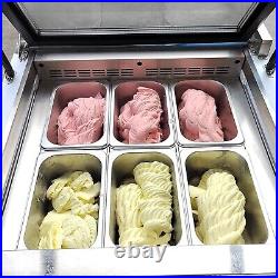 Kolice Commercial 9 Drums/ 6 Pans Ice Cream Display Showcase Freezer