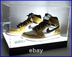 LED Powered Lights Sneakers Jordan Basketball Acrylic Display Show Case 2 Shoes