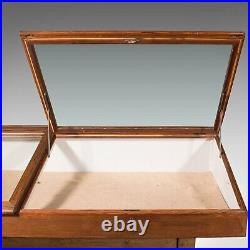 Large Antique Museum Showcase, English, Pitch Pine, Display Cabinet, Victorian