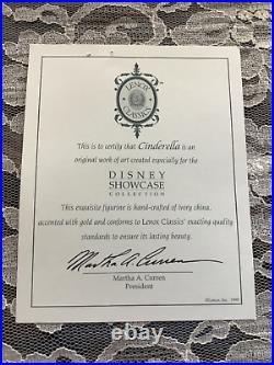 Lenox Disney Showcase Cinderella 7.25 withTin, COA, and Lenox Display Sign Mint