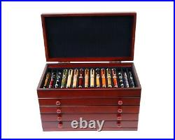 Mahogany Wooden Pen Chest 76 Pens Display Case / Showcase