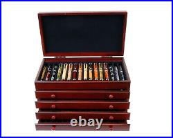 Mahogany Wooden Pen Chest 76 Pens Display Case / Showcase