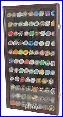 Military Challenge Coin Display Case Poker Chips Holder Wall Cabinet Showcase Ra