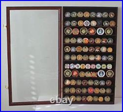 Military Challenge Coin Display Case Poker Chips Holder Wall Cabinet Showcase Ra