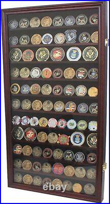 Military Challenge Coin Display Case Poker Chips Holder Wall Cabinet Showcase Ra