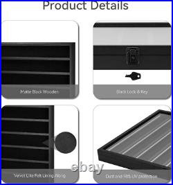 Minifigures Display Case LED Light Miniature Figure Cabinet Wood Box With Plates Minifigures Display Case LED Light Miniature Figure Cabinet Wood Box With Plates