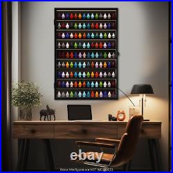 Minifigures Display Case LED Light Miniature Figure Cabinet Wood Box With Plates Minifigures Display Case LED Light Miniature Figure Cabinet Wood Box With Plates