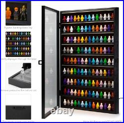 Minifigures Display Case LED Light Miniature Figure Cabinet Wood Box With Plates Minifigures Display Case LED Light Miniature Figure Cabinet Wood Box With Plates