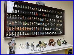 Minifigures Display Case Mahogany 200 Pcs LEGO Figurines Wood Cabinet With Plates