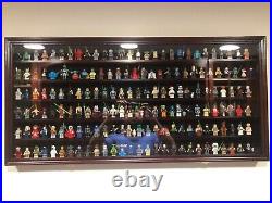 Minifigures Display Case Mahogany 200 Pcs LEGO Figurines Wood Cabinet With Plates