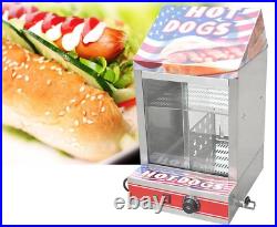 New Commercial Electric Hot Dog Steamer Machine & Bun Warmer Display Showcase