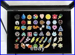 Pokemon Kanto Gym Badges with Glass Lid Display Showcase Pin Badges Set of 50