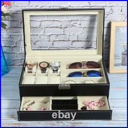 Portable Watch Display Case Watch Jewelry Trinket Glasses Show Box Organizer
