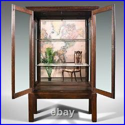Quality Antique Display Cabinet, English, Oak, Retail, Showcase, Edwardian, 1910