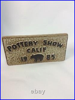 Rare Howard Pierce Pottery 1985 California Pottery Show Display Case Sign Brown