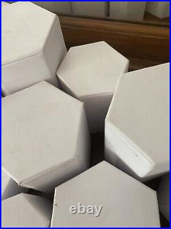 Set Of 34 White Hexagonal Acrylic Jewelry Figure Showcase Display Riser Stands