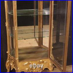 Showcase Antique Wooden Golden Furniture Bookcase Glass Cabinet XIX Century