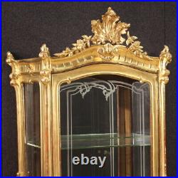 Showcase Antique Wooden Golden Furniture Glass Cabinet XIX Century Bookcase