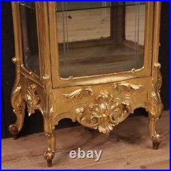 Showcase Antique Wooden Golden Furniture Glass Cabinet XIX Century Bookcase