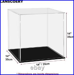 Showcase Your Treasures 14x14 Acrylic Display Box with LED Light and Black Base